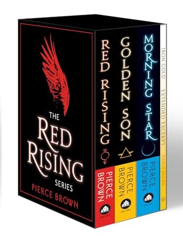 Cover of The Red Rising Series Collection 5 Books Set by Pierce Brown (Red Rising, Golden Son, Morning Star, Iron Gold, Dark Age)